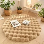 Round Bubble Plush Rug – Khaki
