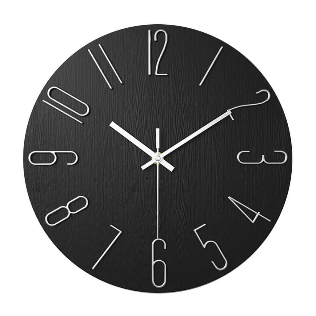 Silent Quartz Wall Clock – Black