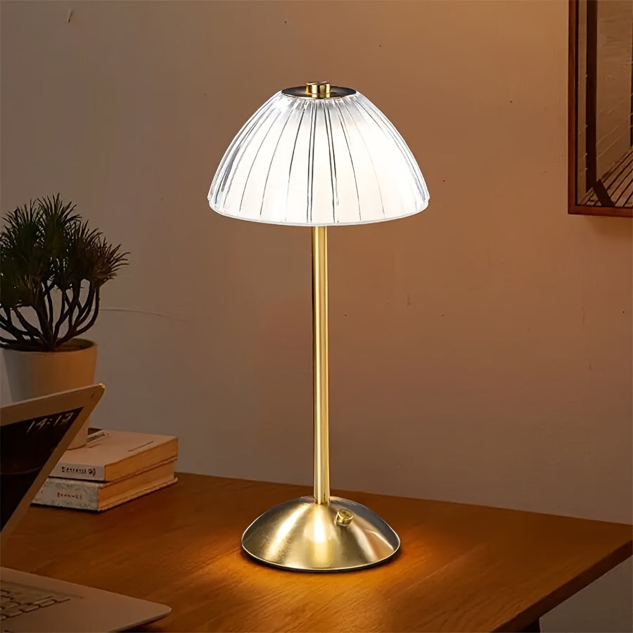 Crystal-Shade Touch Table Lamp – Gold