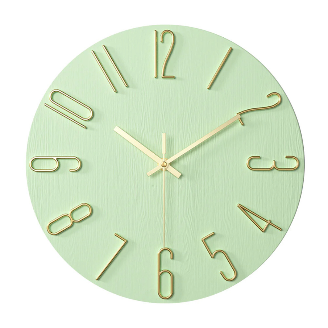 Silent Quartz Wall Clock – Mint Green