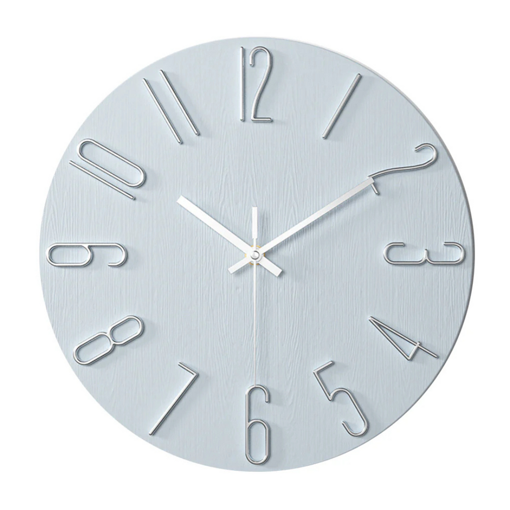 Silent Quartz Wall Clock – Light Blue