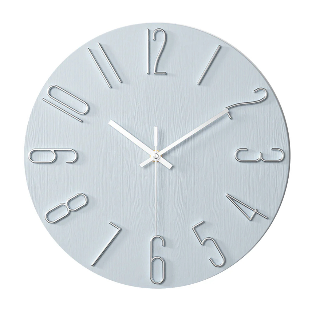 Silent Quartz Wall Clock – Light Blue
