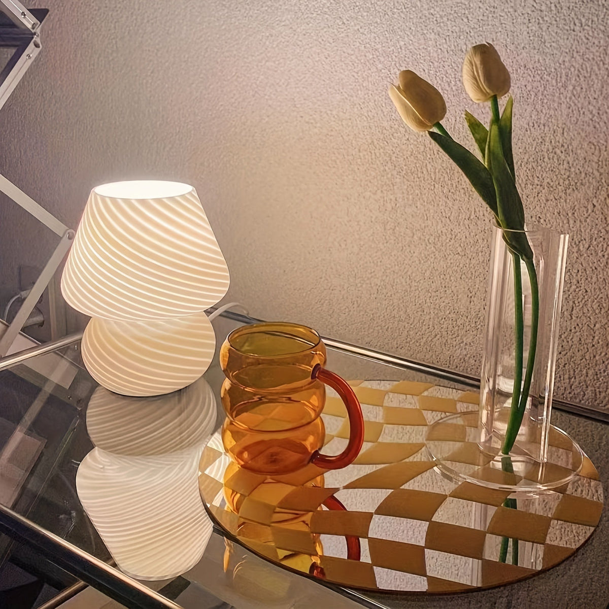Swirled Glass Mushroom Table Lamp – view 7