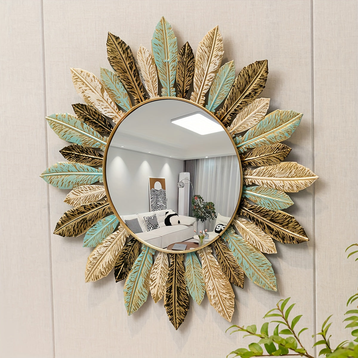 Feathered Sunburst Wall Mirror