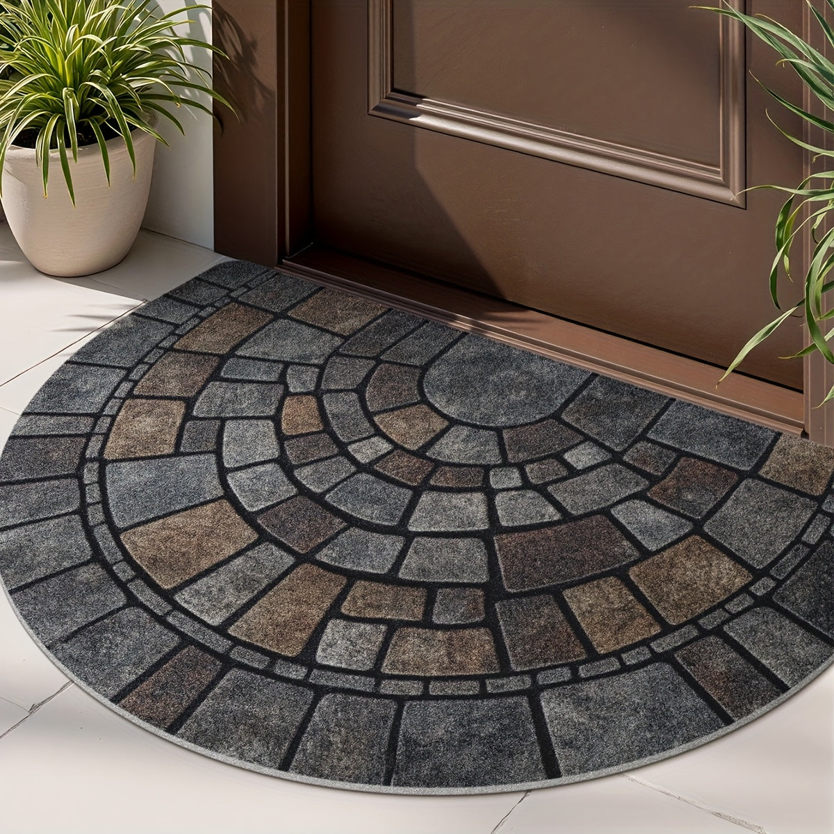 Mosaic Half-Moon Door Mat – 18 × 30 in / 24 × 35 in