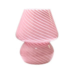 Swirled Glass Mushroom Table Lamp – Pink