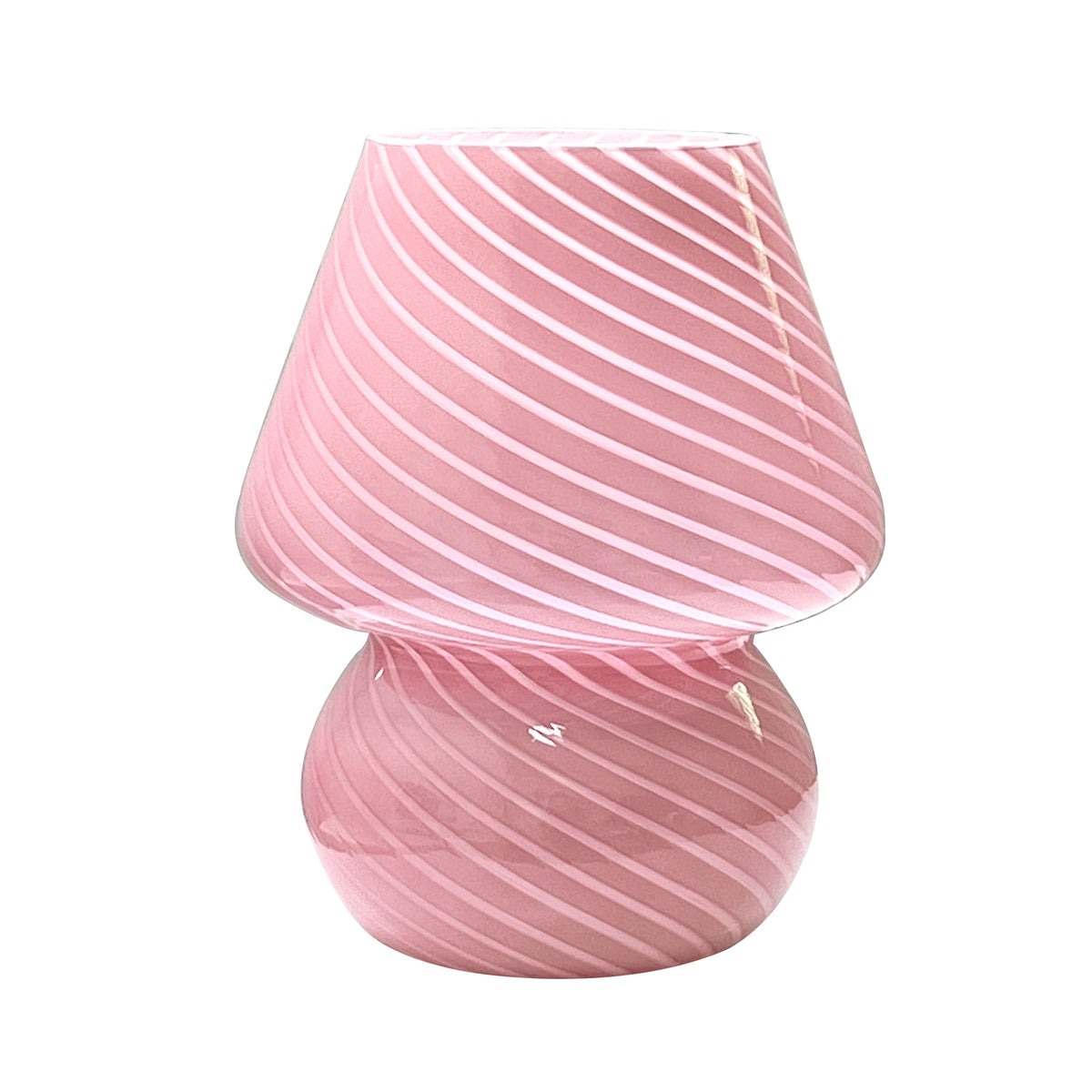 Swirled Glass Mushroom Table Lamp – Pink