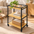 3-Tier Bamboo Rolling Storage Cart