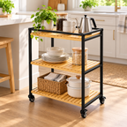 3-Tier Bamboo Rolling Storage Cart – view 3
