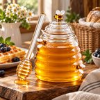 Glass Beehive Honey Jar with Dipper