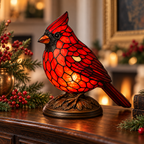 Red Cardinal Stained Glass Style Lamp – view 3
