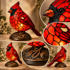 Red Cardinal Stained Glass Style Lamp – view 4
