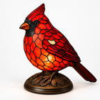 Red Cardinal Stained Glass Style Lamp – view 2