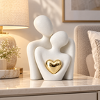 Ceramic Embracing Couple Sculpture – White