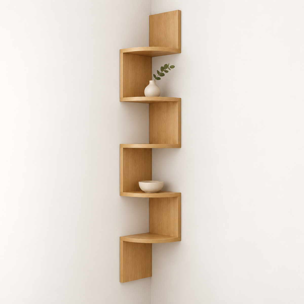 Zigzag Corner Wall Shelf – Brown