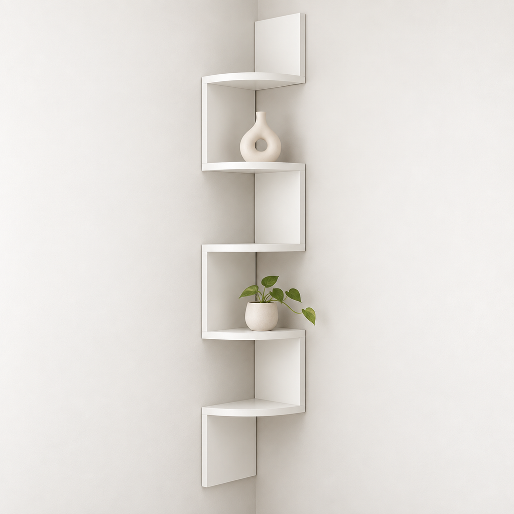 Zigzag Corner Wall Shelf – White