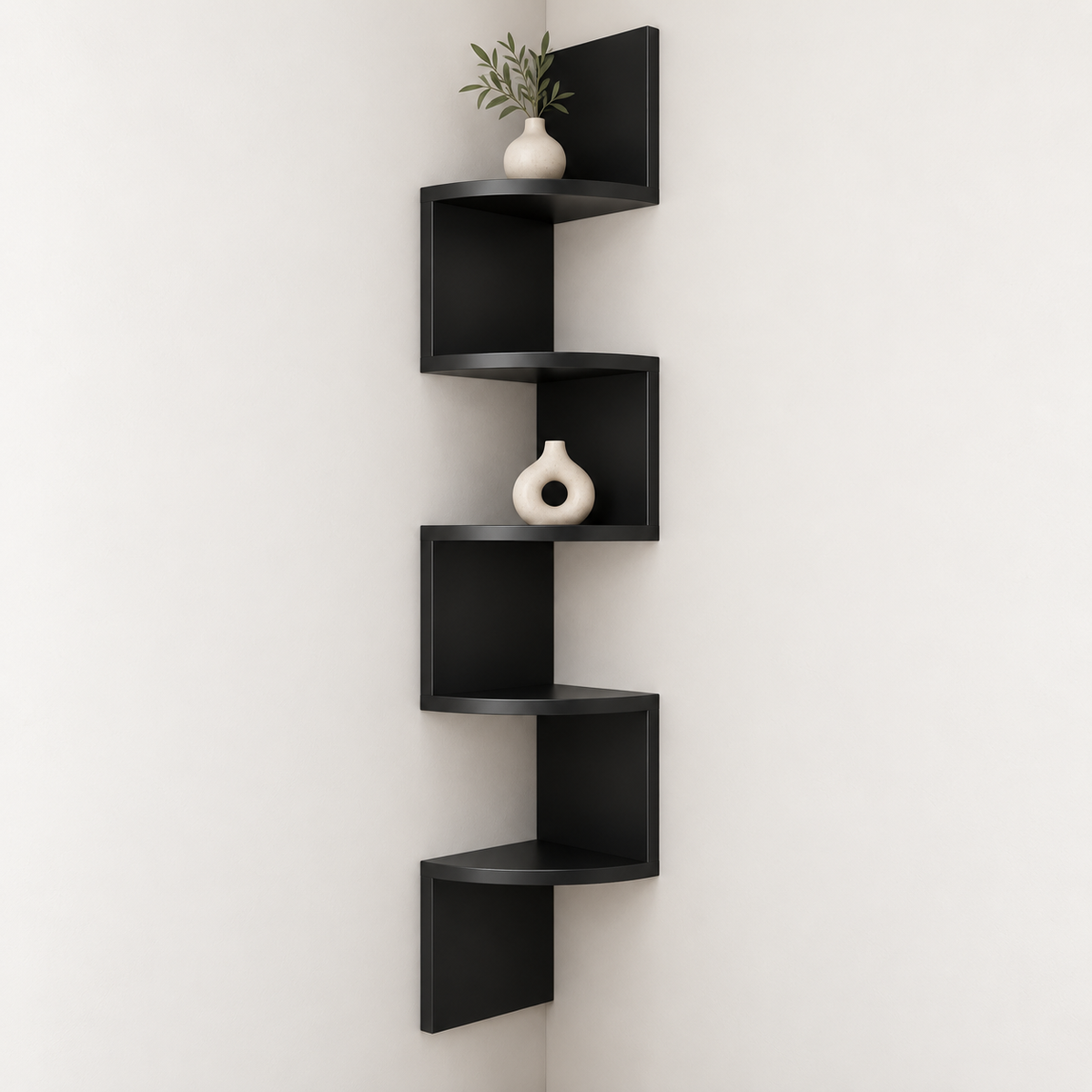 Zigzag Corner Wall Shelf – Black