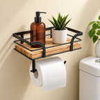 Iron Frame Wall-Mounted Bathroom Shelf with Toilet Paper Holder – view 3