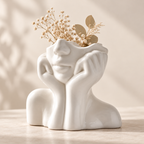 Abstract Face Sculpture Flower Vase – Elegant