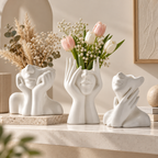 Abstract Face Sculpture Flower Vase