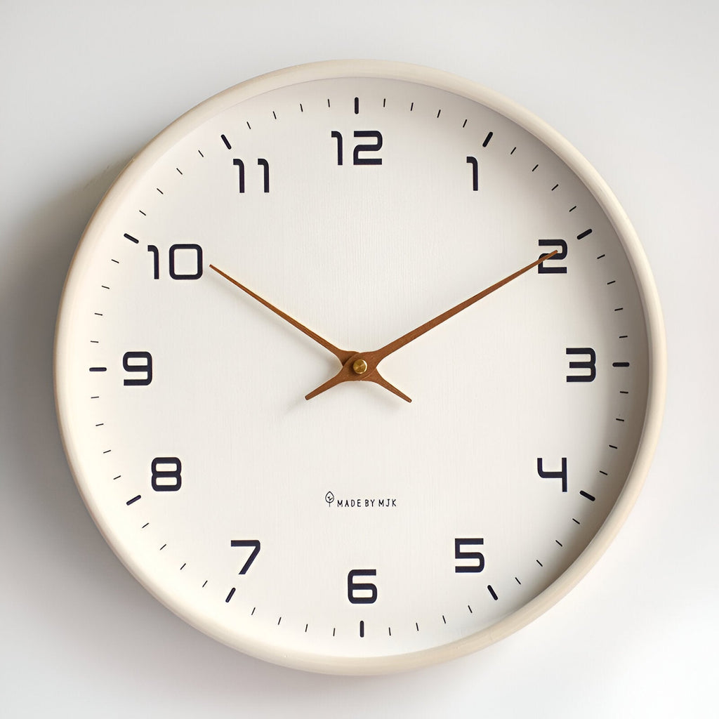 Minimalist Wooden Wall Clock – 10 in (25 cm) / Cream / 12 in (30 cm) / Cream