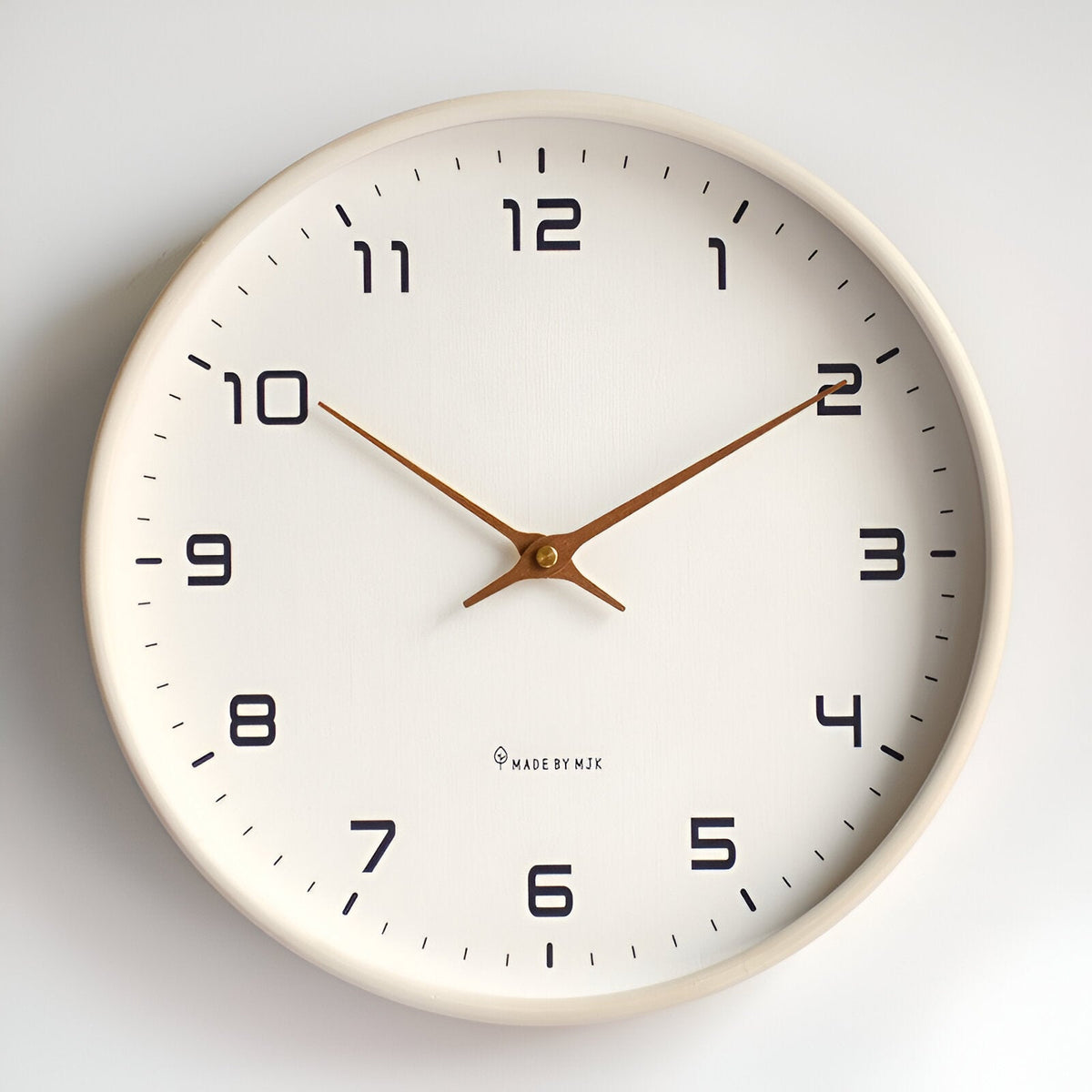 Minimalist Wooden Wall Clock – 10 in (25 cm) / Cream / 12 in (30 cm) / Cream