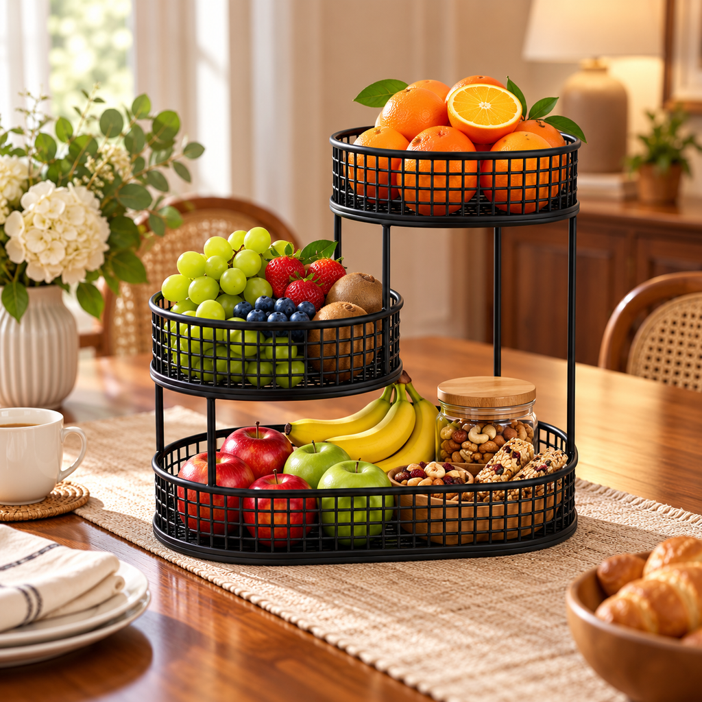 Two-Tier Metal Fruit Basket Stand – view 5