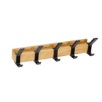 Wall-Mounted Wooden Coat Rack with Matte Black Hooks – view 4