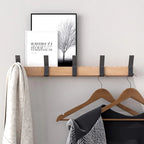 Wall-Mounted Wooden Coat Rack with Matte Black Hooks – view 3