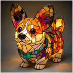 Stained Glass Style Dog Table Lamp – Corgi