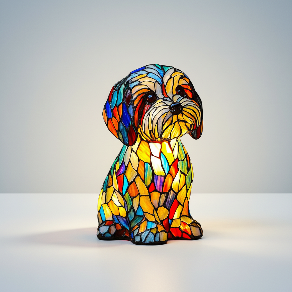 Stained Glass Style Dog Table Lamp – Shih Tzu