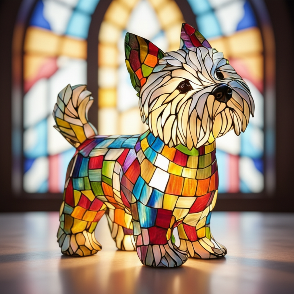 Stained Glass Style Dog Table Lamp – view 4