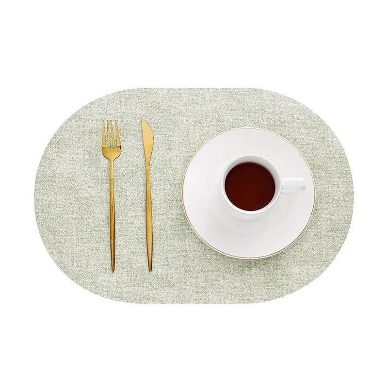Oval Faux Leather Placemats – Green