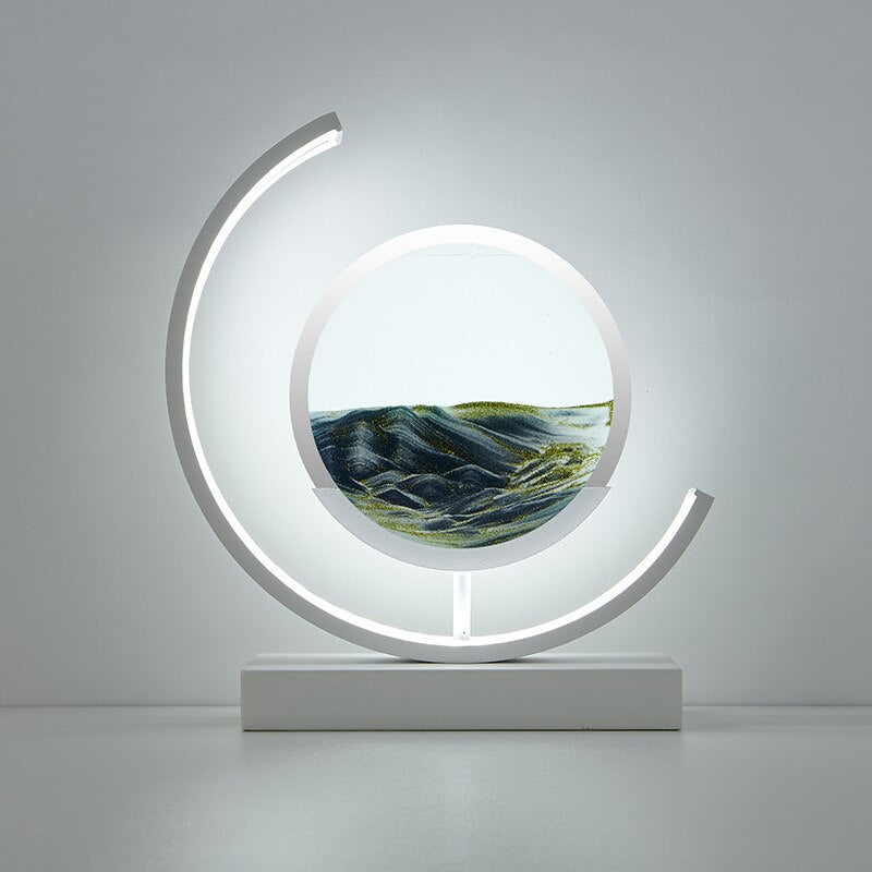 Moving Sand Art LED Table Lamp – Black / White