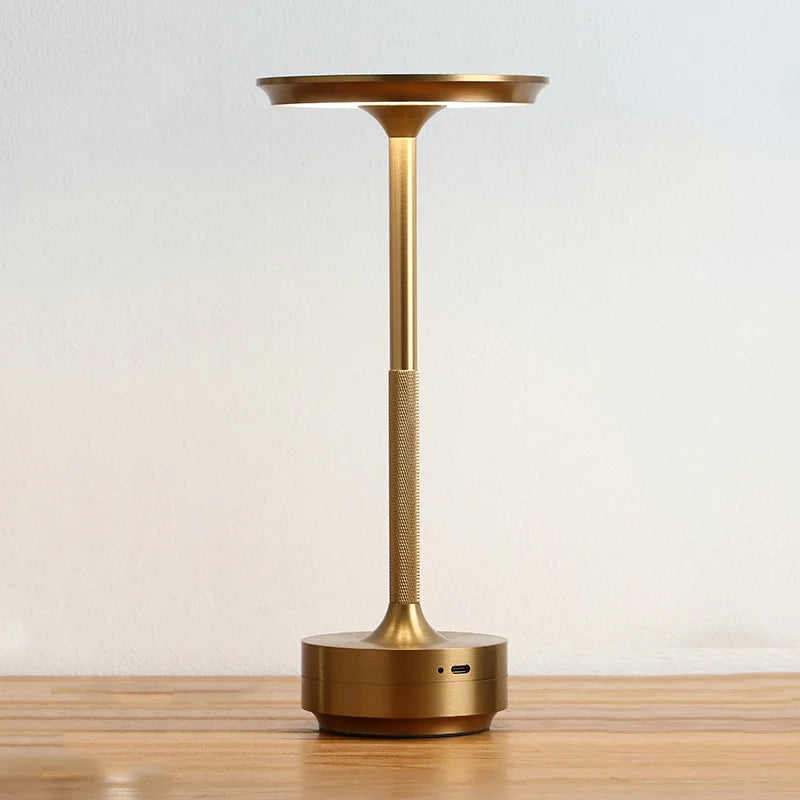 Cordless Disc-Top Table Lamp – Gold
