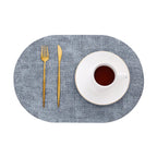 Oval Faux Leather Placemats – Fog blue