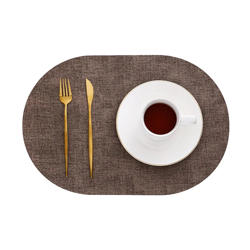 Oval Faux Leather Placemats – Coffee