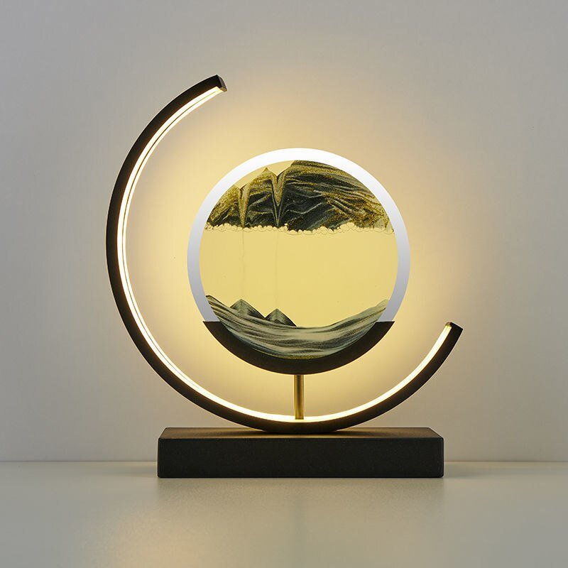 Moving Sand Art LED Table Lamp – Black / Black