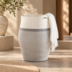 Tall Woven Cotton Rope Basket with Handles
