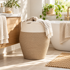 Tall Woven Cotton Rope Basket with Handles – view 6