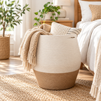 Tall Woven Cotton Rope Basket with Handles – view 7