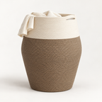 Tall Woven Cotton Rope Basket with Handles – Brown