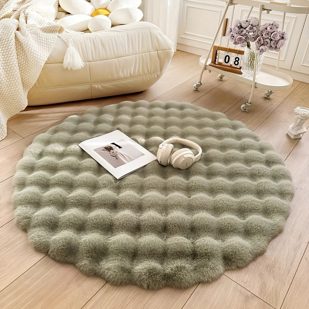 Round Bubble Plush Rug – Green