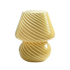 Swirled Glass Mushroom Table Lamp – Yellow