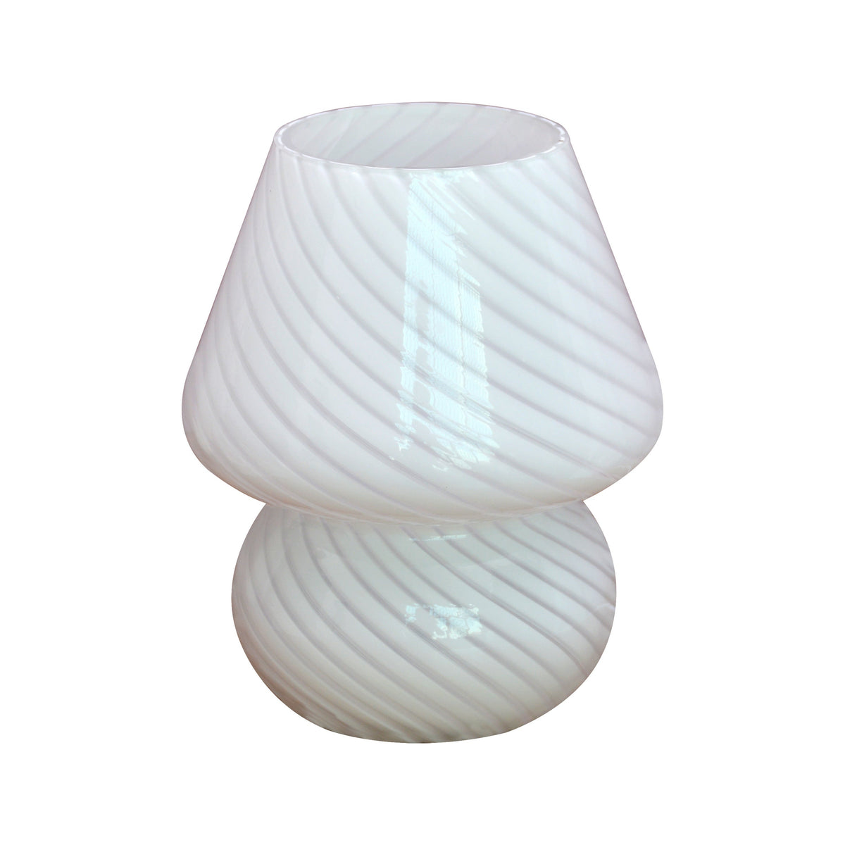 Swirled Glass Mushroom Table Lamp – White