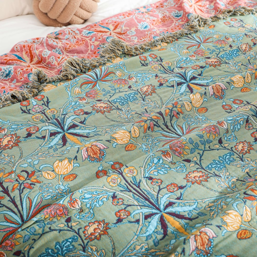Reversible Floral Cotton Throw – view 2