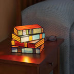 Stained Glass Book Stack Table Lamp