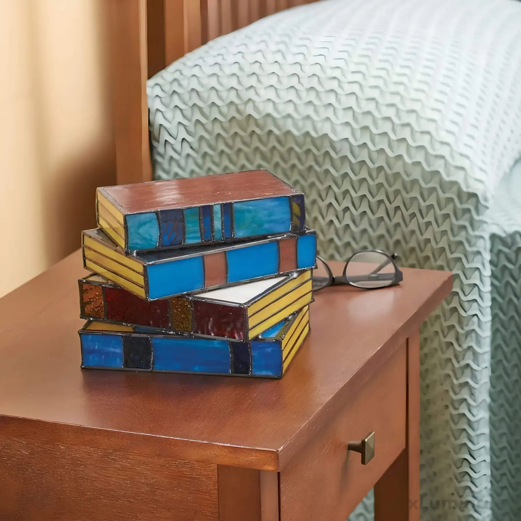 Stained Glass Book Stack Table Lamp – view 2