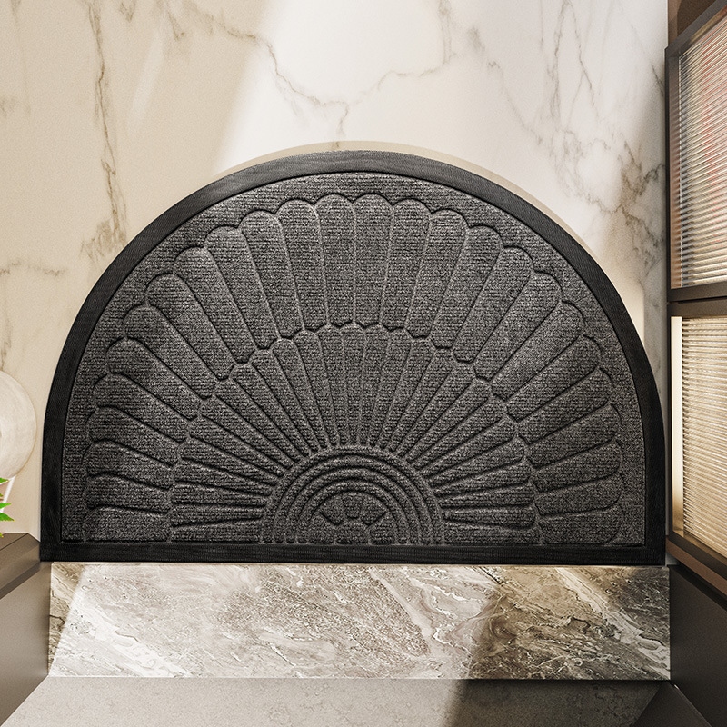 Half-Round Rubber-Backed Door Mat – Dark Grey / 20 × 31 in (50 × 80 cm) / Dark Grey / 24 × 35 in (60 × 90 cm)