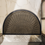 Half-Round Rubber-Backed Door Mat – Beige Brown / 20 × 31 in (50 × 80 cm) / Beige Brown / 24 × 35 in (60 × 90 cm)